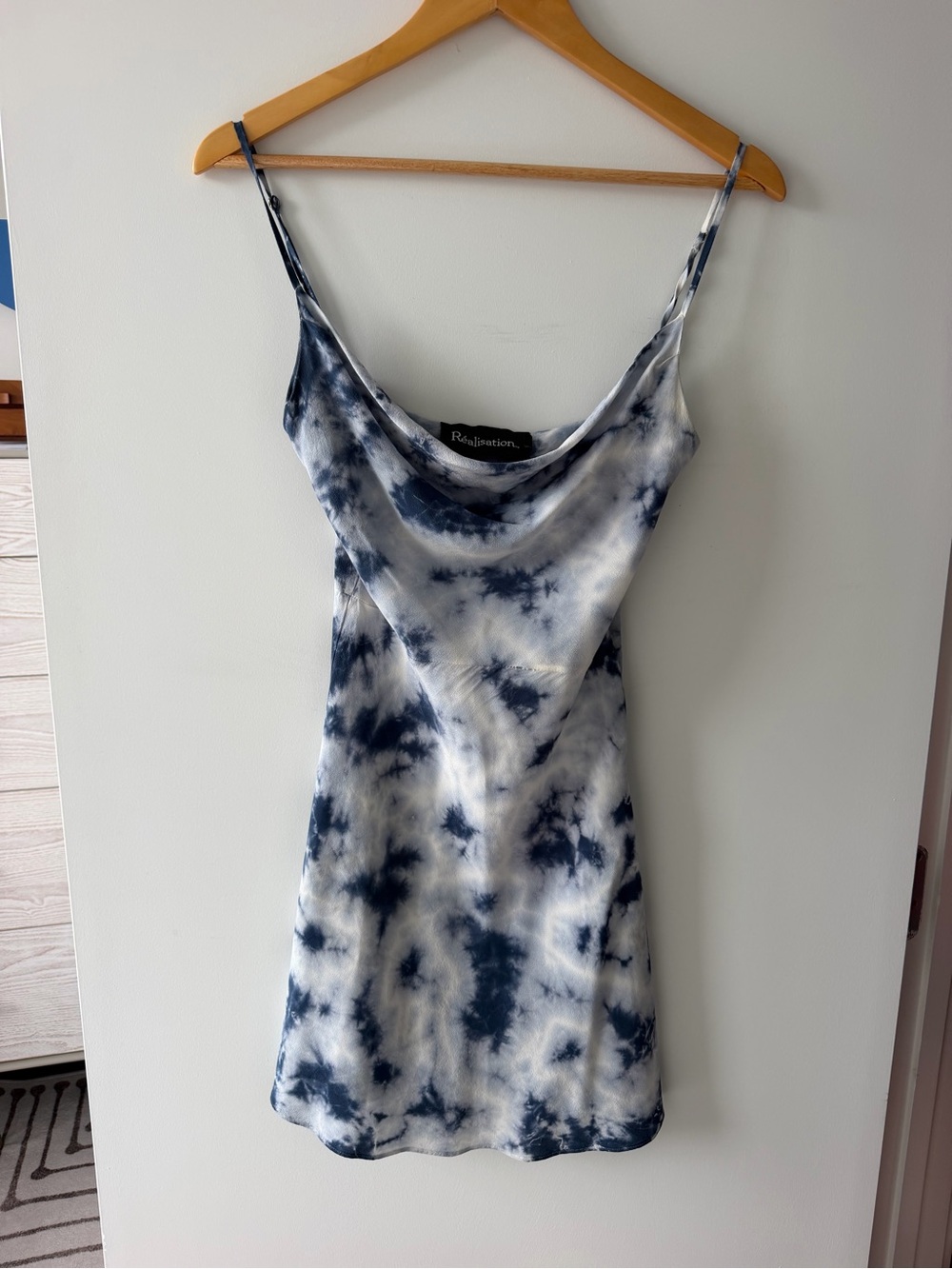 Realisation Par Navy and White Tie-Dye Slip Dress